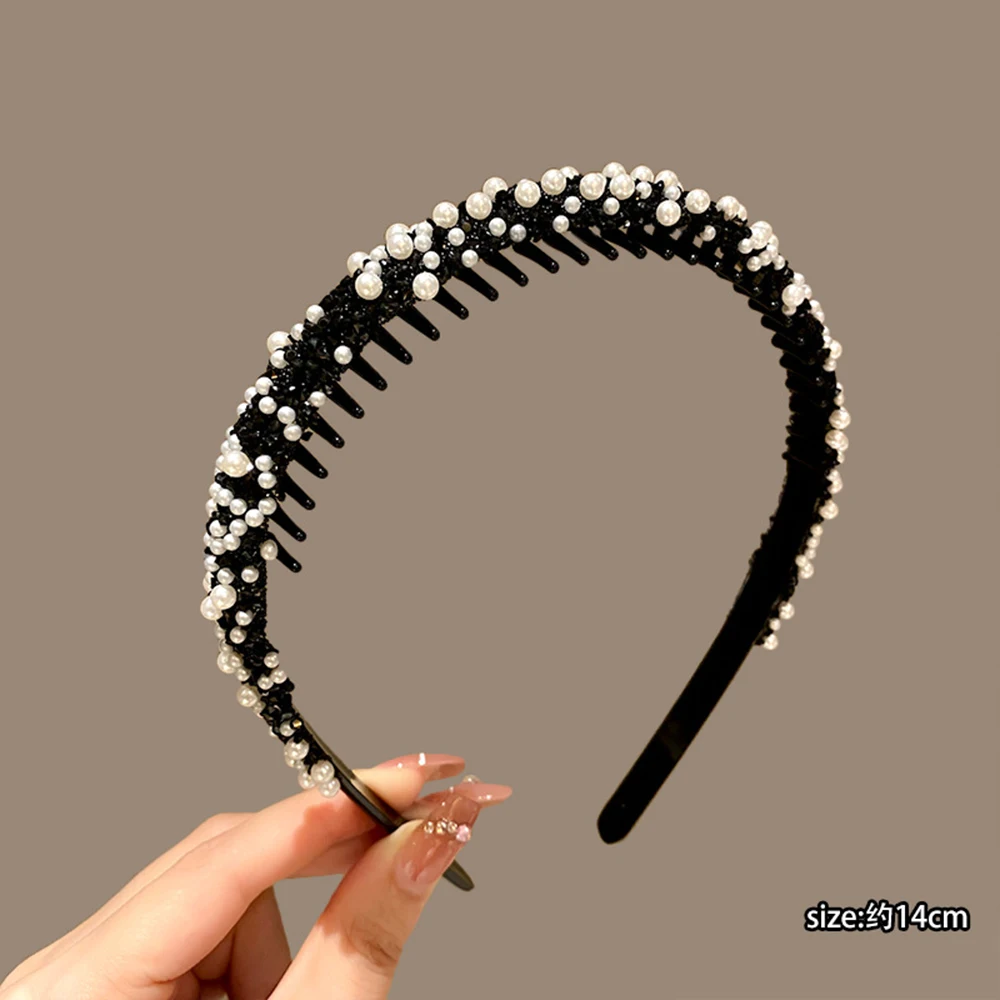 Luxury Crystal Beads Hair Bands Women Girls Headwear Tooth Elastic Headbands Shiny Hair Hoops Accessories