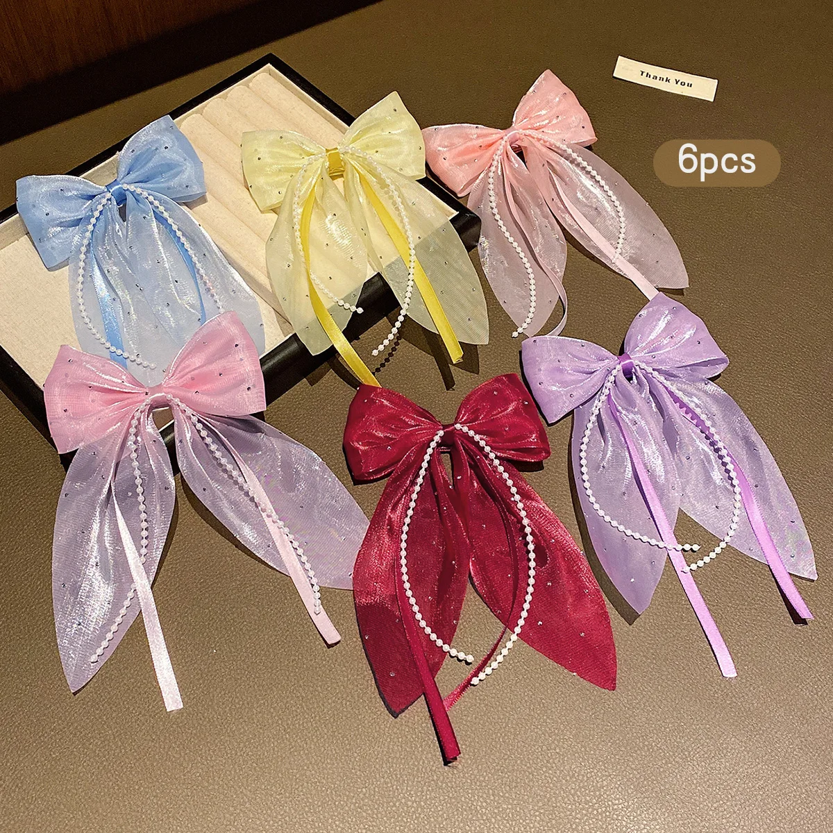6 colorful sweet and stylish fabric bow hair clips, fashionable hair accessories suitable for daily use
