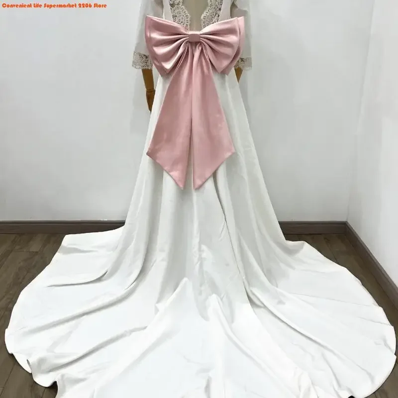 E06E Sophisticated Gown Bowknot Simple Design Removable Large Bowknot Waist Ornament for Dance and Cosplay Event
