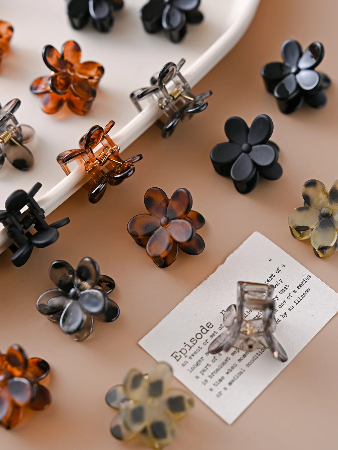 10pcs Vintage Leopard Print Mini Flower Hair Claw Clip Cartoons Sweet Colorful Side Bang Clip Hairpin Barrette Hair Accessories
