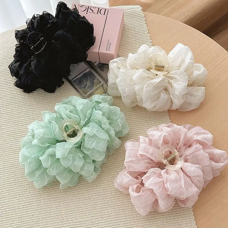 New Elegant Fabric Large Bubble Hair Clip for Womans Sense of Luxury Ponytail Shark Clip Fashion Girl Hair Clamp Hair Accessori