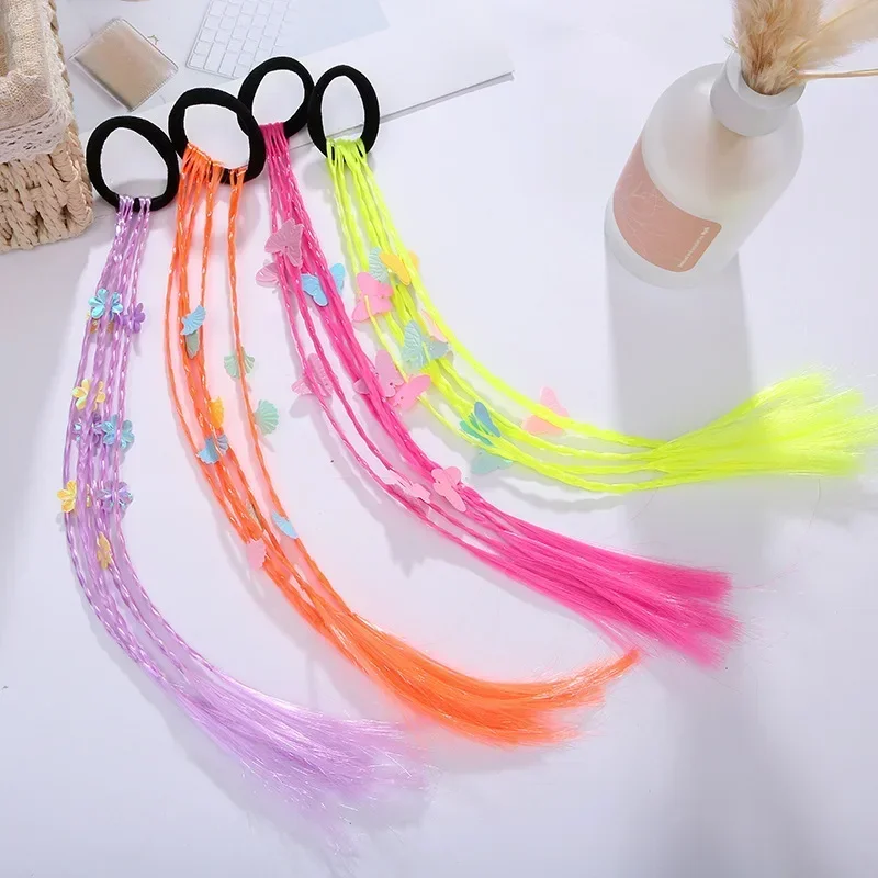 Women Girls Colorful Butterfly Wigs Hairclip Ponytail Holder Princess Bows Unicorn Braid Headwear Ornaments Hair Accessories