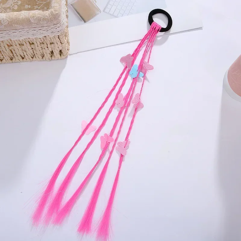 Women Girls Colorful Butterfly Wigs Hairclip Ponytail Holder Princess Bows Unicorn Braid Headwear Ornaments Hair Accessories