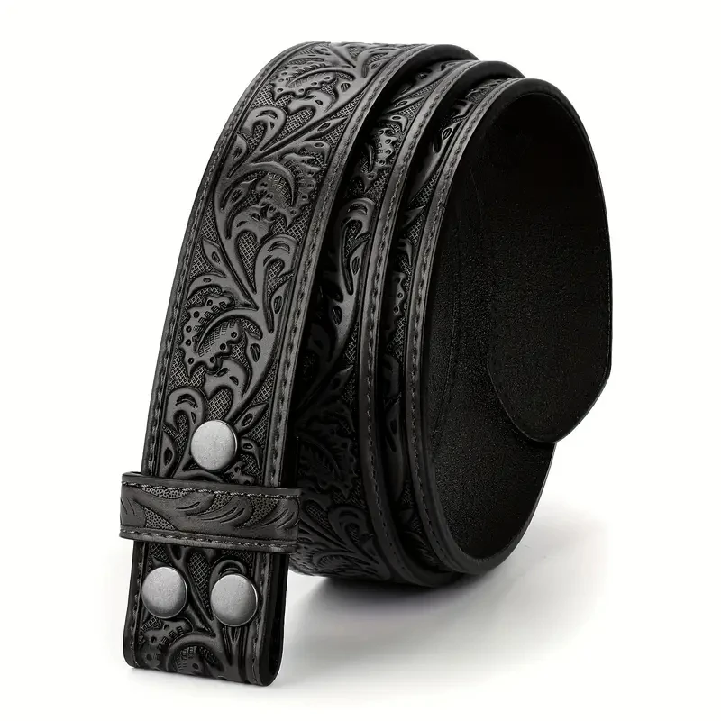 Genuine Leather retro men's and women's belt embossed pure cowhide retro nostalgic belts for women versatile jeans Western style
