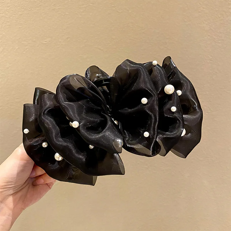 Elegant Temperament Pearl Big Bubble Hair Clip for Woman Shark Clip Fashion Girls Back Head Hair Clamp