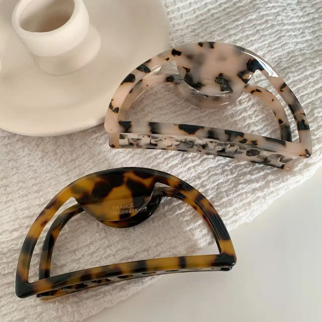 1pc France large hollow half round hair grab acetic acid hair grab clip clip shark clip hair accessories
