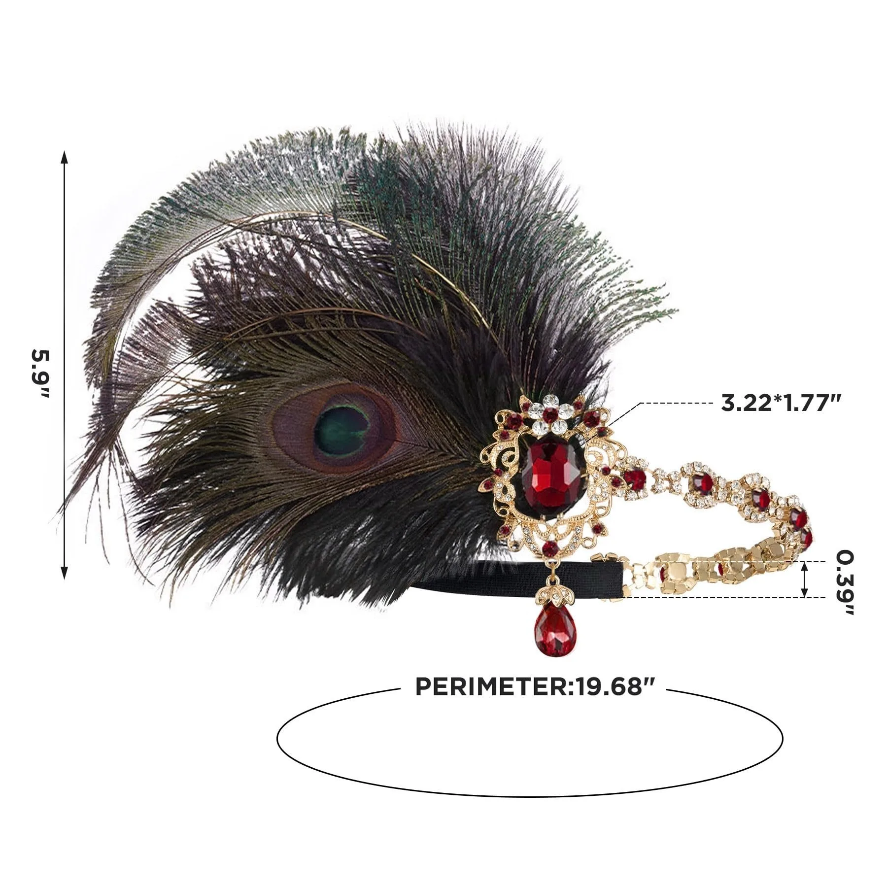 1920s Flapper Peacock Feather Headband Roaring 20s Showgirl Hair band Great Gatsby Hair Accessories 머리띠 резинки для волос 헤어밴드