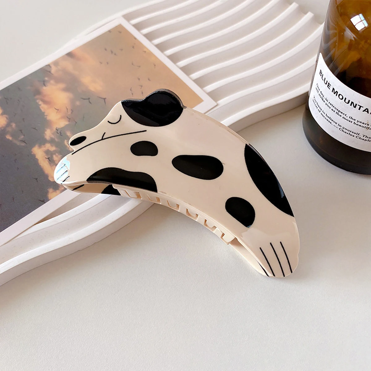 1pc acetate cute puppy hairpin dalmale dog rhinestone (10cm/3.94) shark clip cartoon animal hair gripper on the back of the head