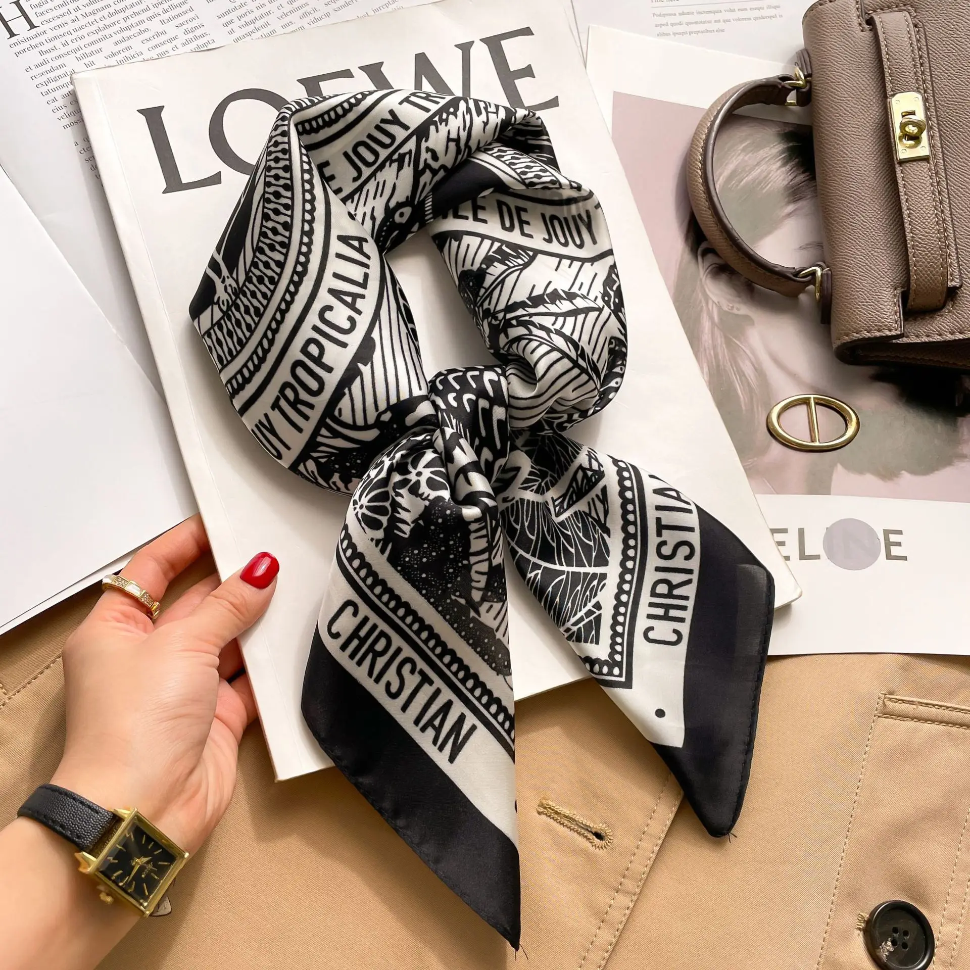 Luxury Horse Silk Shawl Square Scarf For Women Print Hijab Summer Wraps Neckerchief Female 70*70cm Handkerchief Bandana Girl