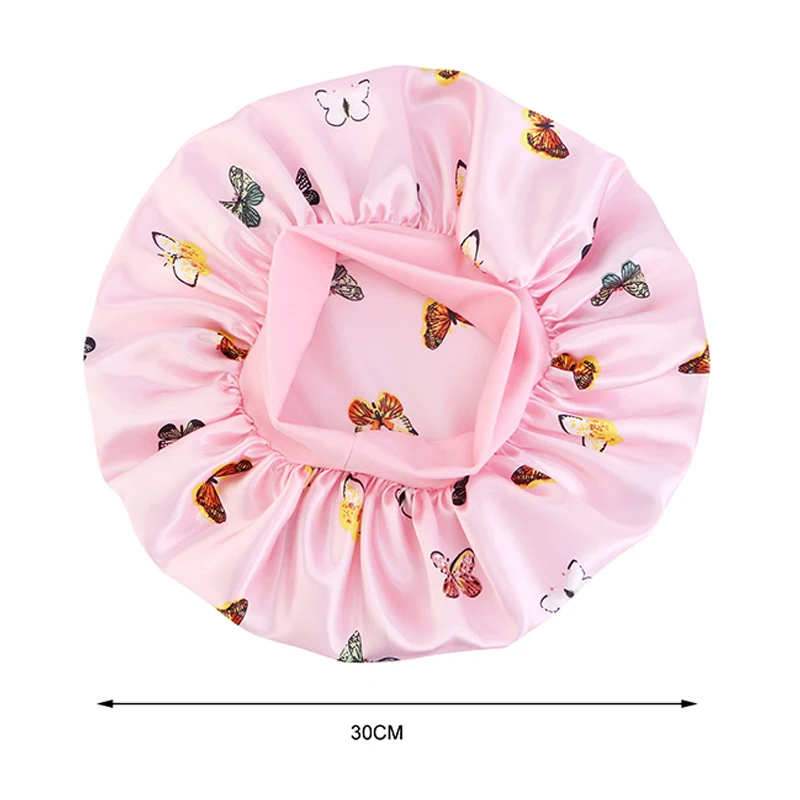 Beautiful Butterfly Printed Bonnet Elastic Bandanas Night Sleep Cap Women's Hair Care Turban Headwrap Bathroom Shower Headwear