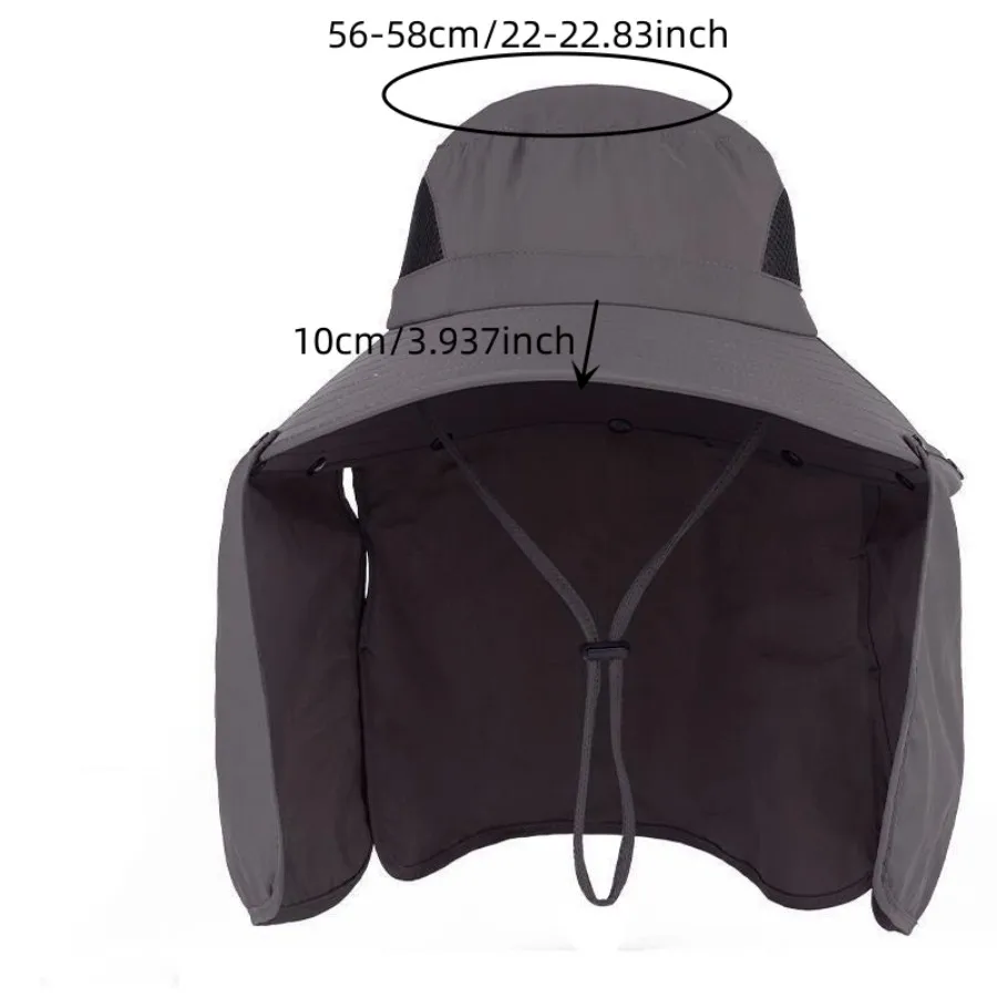 100%Polyester Men's Hat Summer Outdoor Sun Protection Wide Brim Hat Anti-Uv Sun Hat Shawl Removable Mountaineering Fish Hats