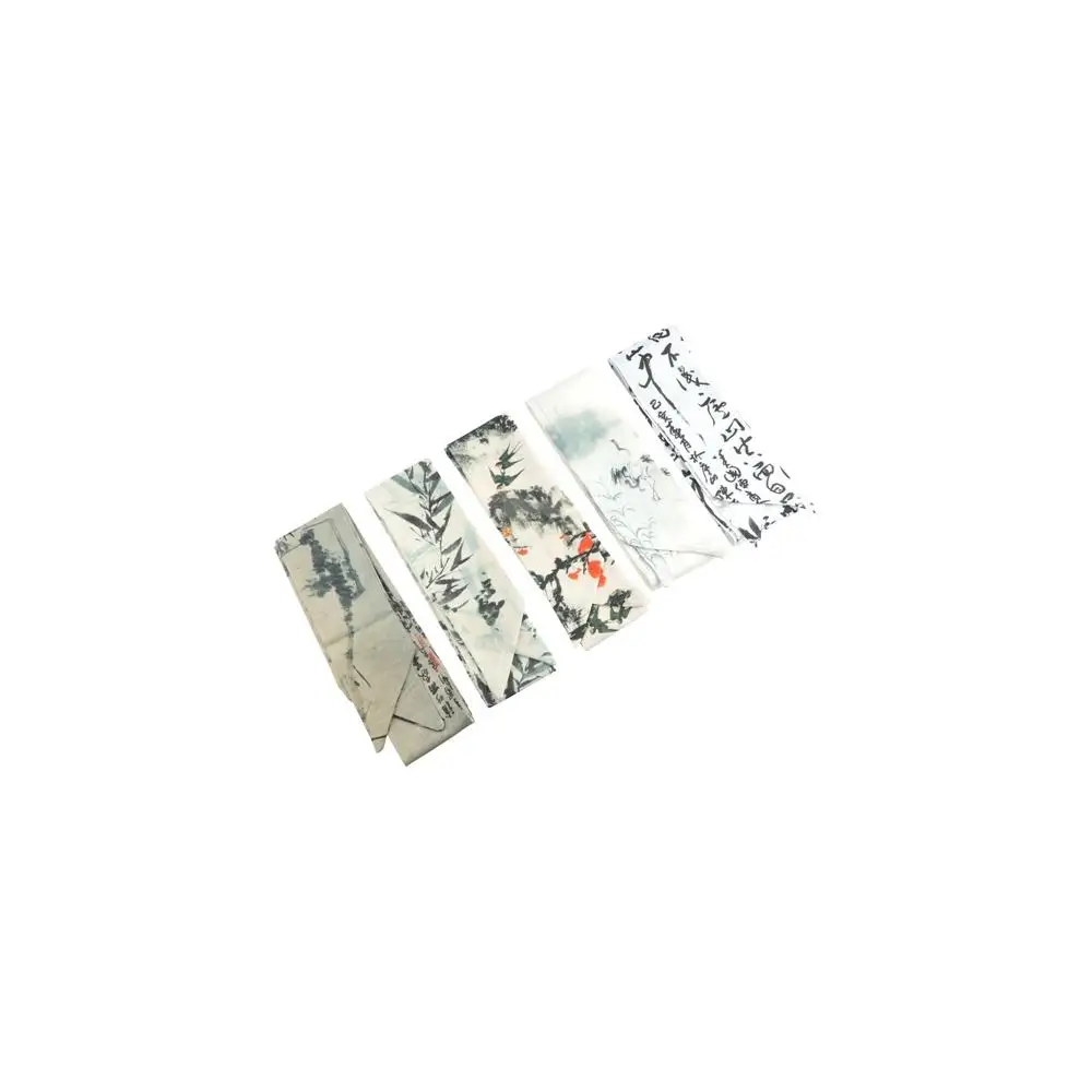 Retro Long Ink Painting Silk Scarf Minimalist Style Ribbon Long Silk Scarf Hair Rope Neckerchief Ribbon Headband Lady