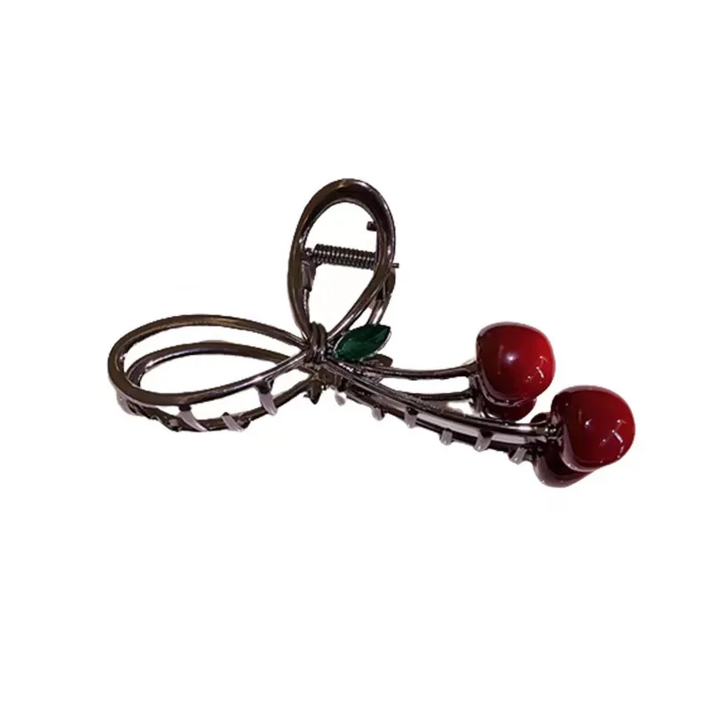 1pc Korean Sweet Cherry Bow Grab Clip Small Fresh Hairpin Shark Clip Hair Clip Simple Style Hair Clip Hair Accessories