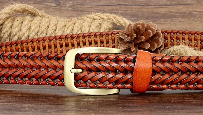 Men And Women Belt Genuine Leather Female Luxury Strap Belts Cummerbund Woven Knitted Quality High Jeans Trousers Accessories