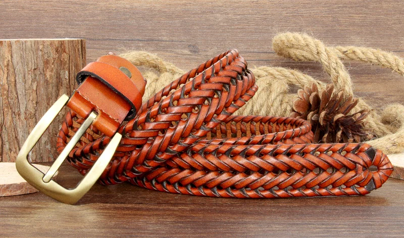 Men And Women Belt Genuine Leather Female Luxury Strap Belts Cummerbund Woven Knitted Quality High Jeans Trousers Accessories