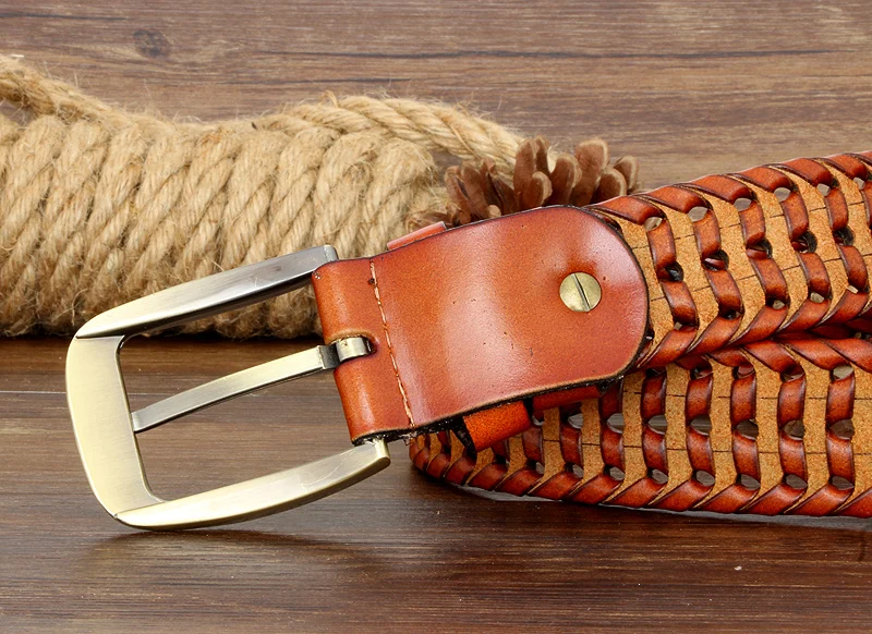 Men And Women Belt Genuine Leather Female Luxury Strap Belts Cummerbund Woven Knitted Quality High Jeans Trousers Accessories