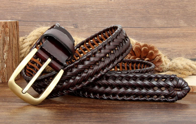 Men And Women Belt Genuine Leather Female Luxury Strap Belts Cummerbund Woven Knitted Quality High Jeans Trousers Accessories