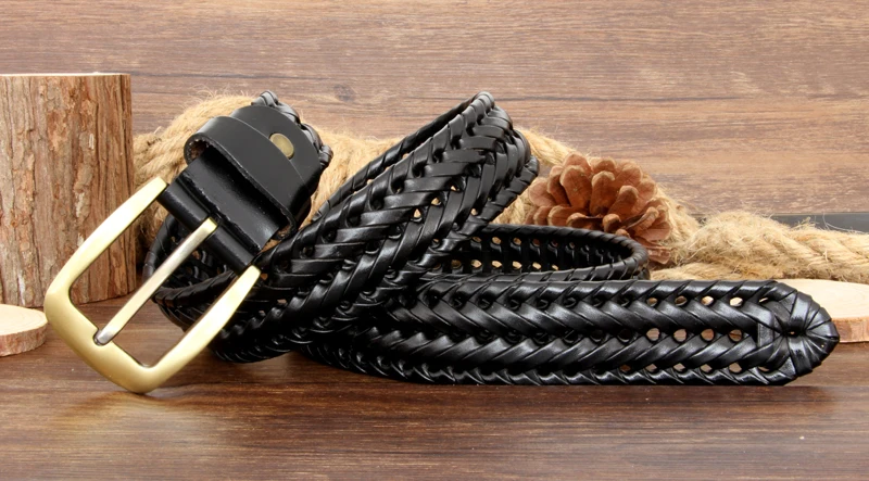 Men And Women Belt Genuine Leather Female Luxury Strap Belts Cummerbund Woven Knitted Quality High Jeans Trousers Accessories