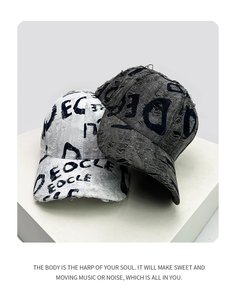 New Unisex American Vintage Letter Personal Baseball Hats Breathable Broken Style Sunshade Peaked Caps Versatile Fashion Street