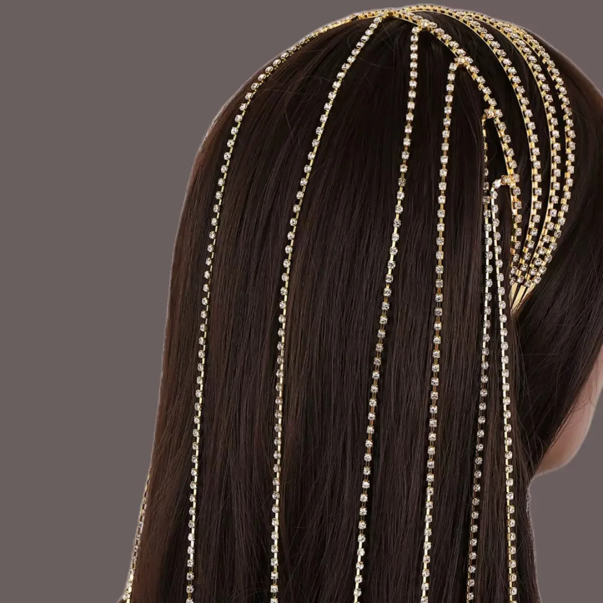 Diamond tassel personality style multi-layer headband Europe and America exaggerated rhinestone tassel temperament headband fash