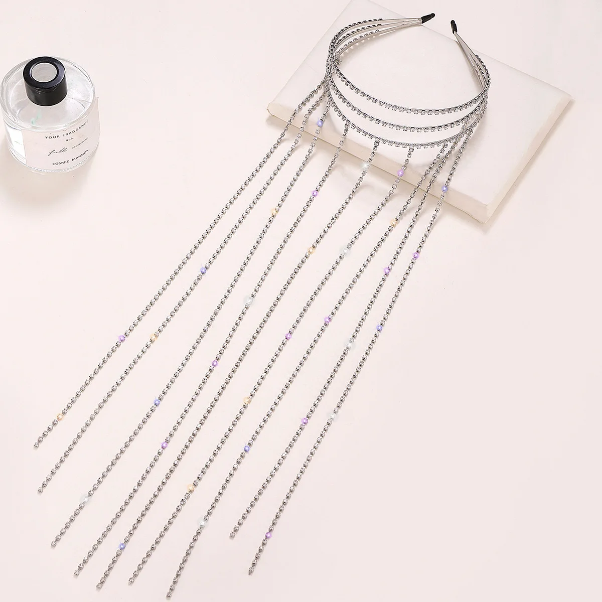 Diamond tassel personality style multi-layer headband Europe and America exaggerated rhinestone tassel temperament headband fash