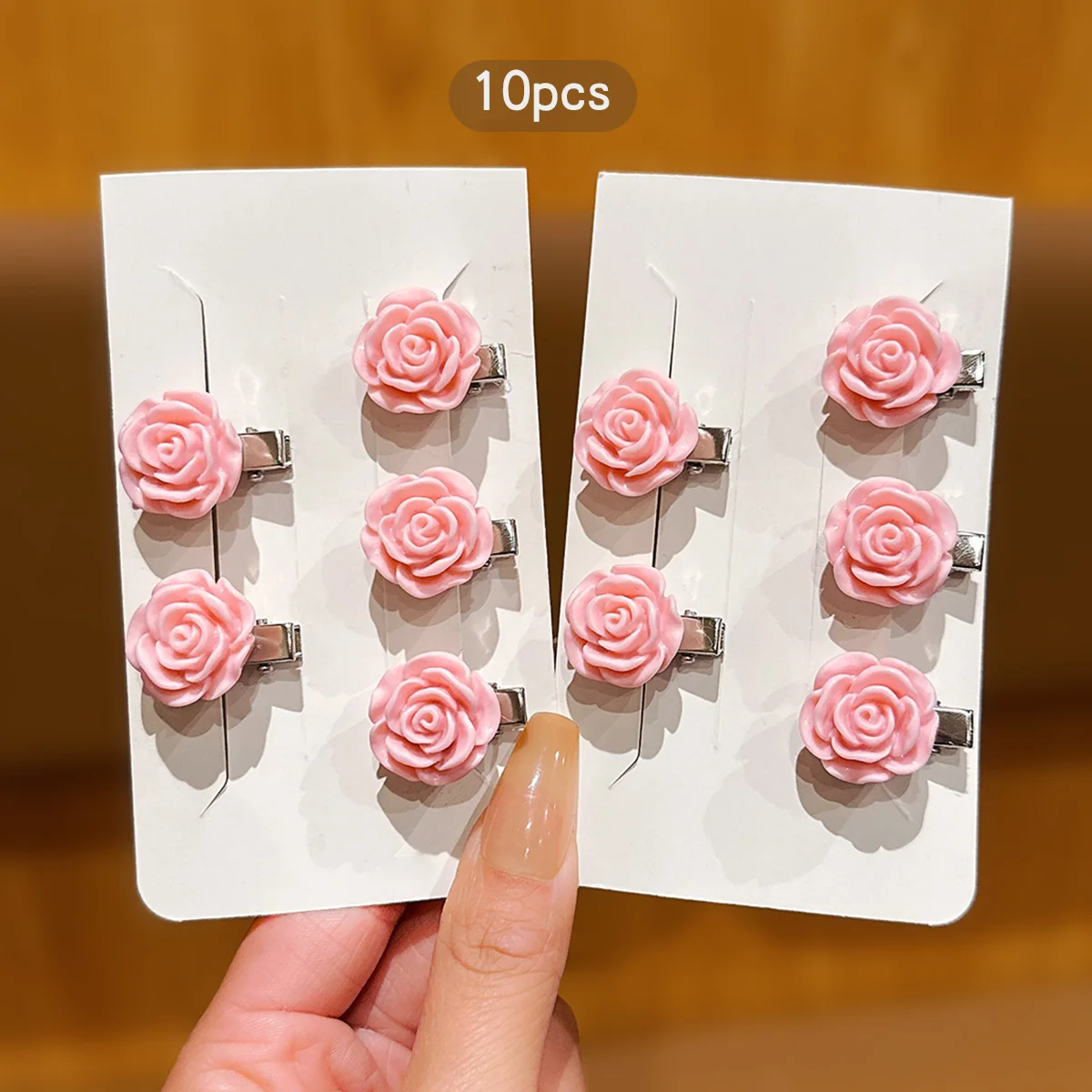 10 pink sweet floral hair clips, small and cute, suitable for daily use as hair accessories