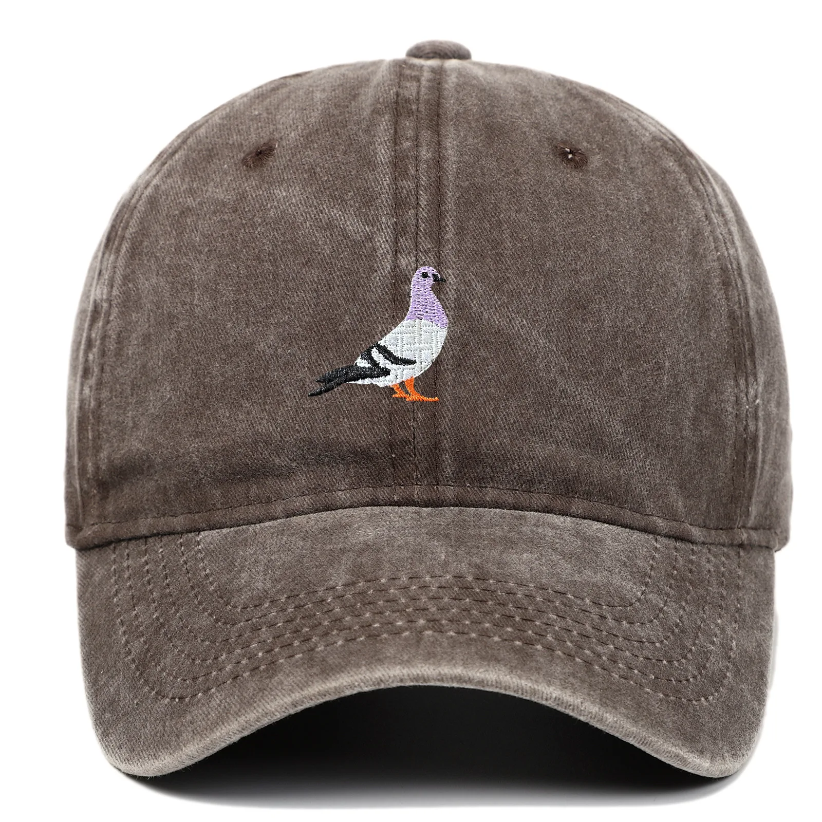 Baseball cap suitable for all seasons, pigeon embroidery pattern, men's and women's daily casual fashion, outdoor sun protection
