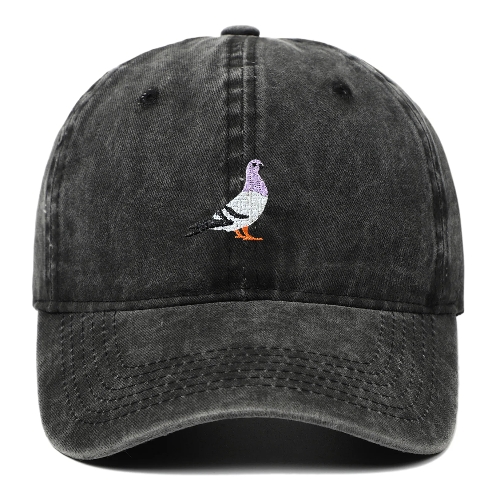 Baseball cap suitable for all seasons, pigeon embroidery pattern, men's and women's daily casual fashion, outdoor sun protection