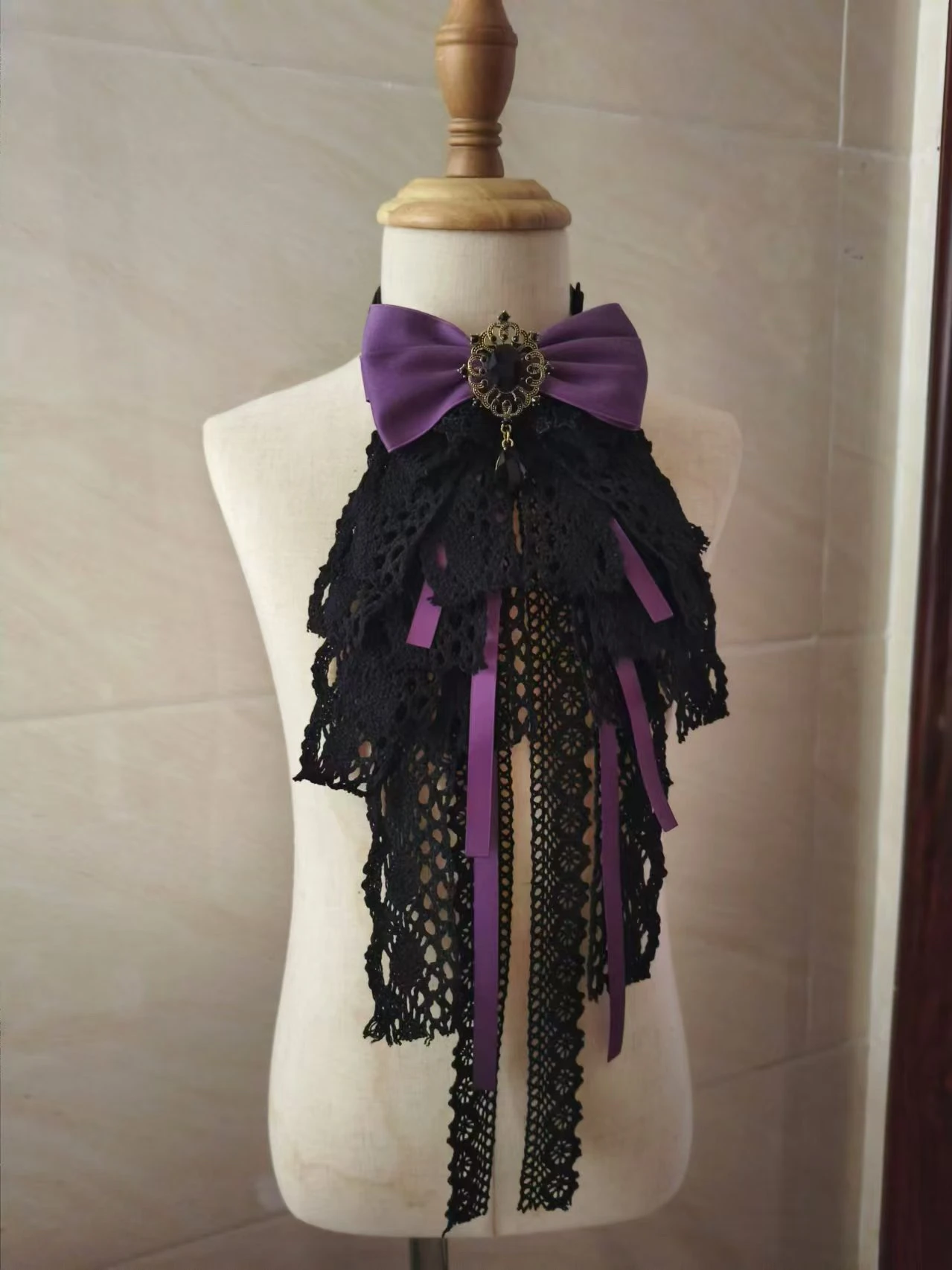 Lolita Black Lace Bow Ties Court Style Elegant Fashion Women's Dress Shirt Bowtie Anime Cosplay Accessories Detachable Collars