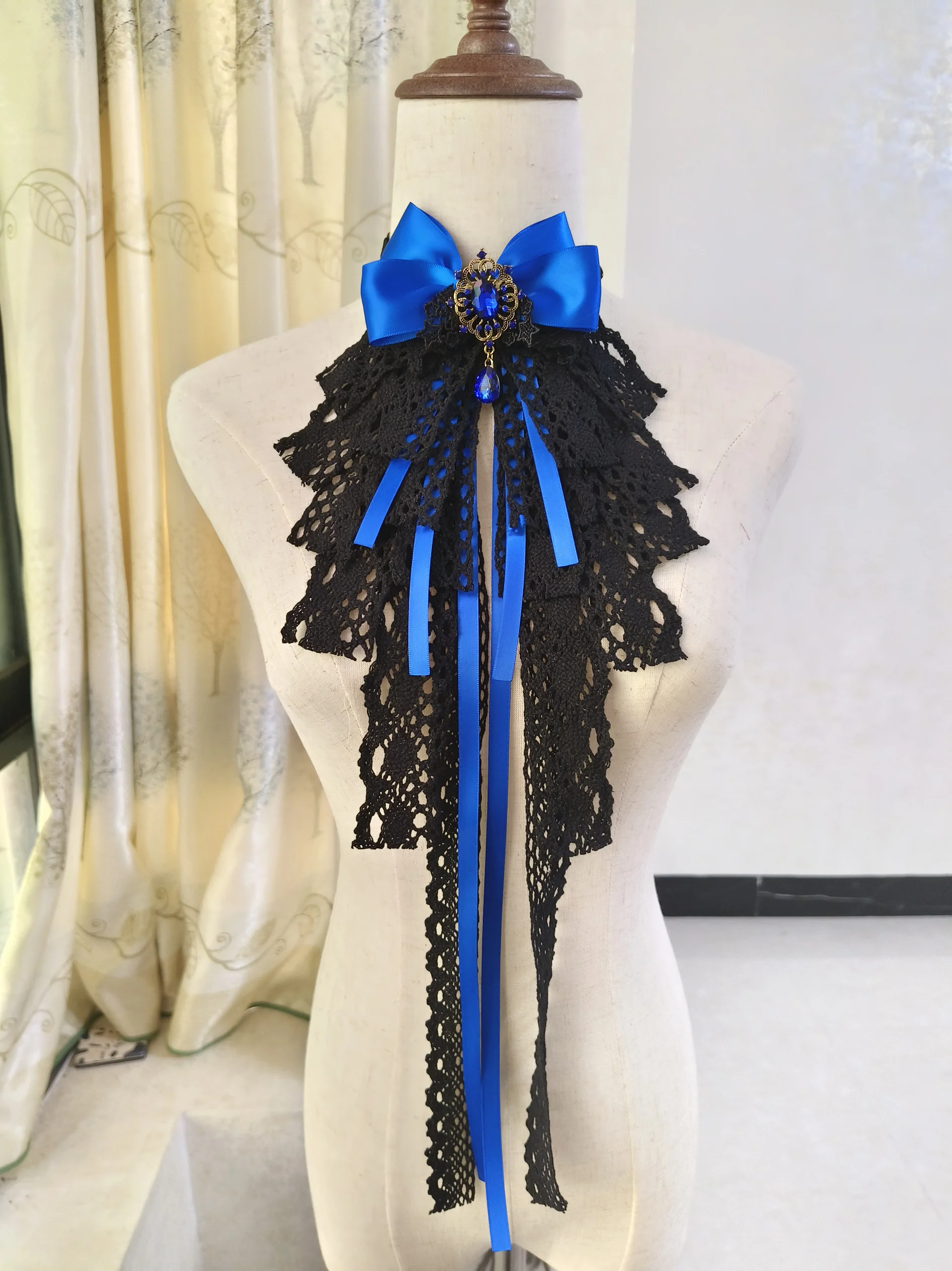 Lolita Black Lace Bow Ties Court Style Elegant Fashion Women's Dress Shirt Bowtie Anime Cosplay Accessories Detachable Collars