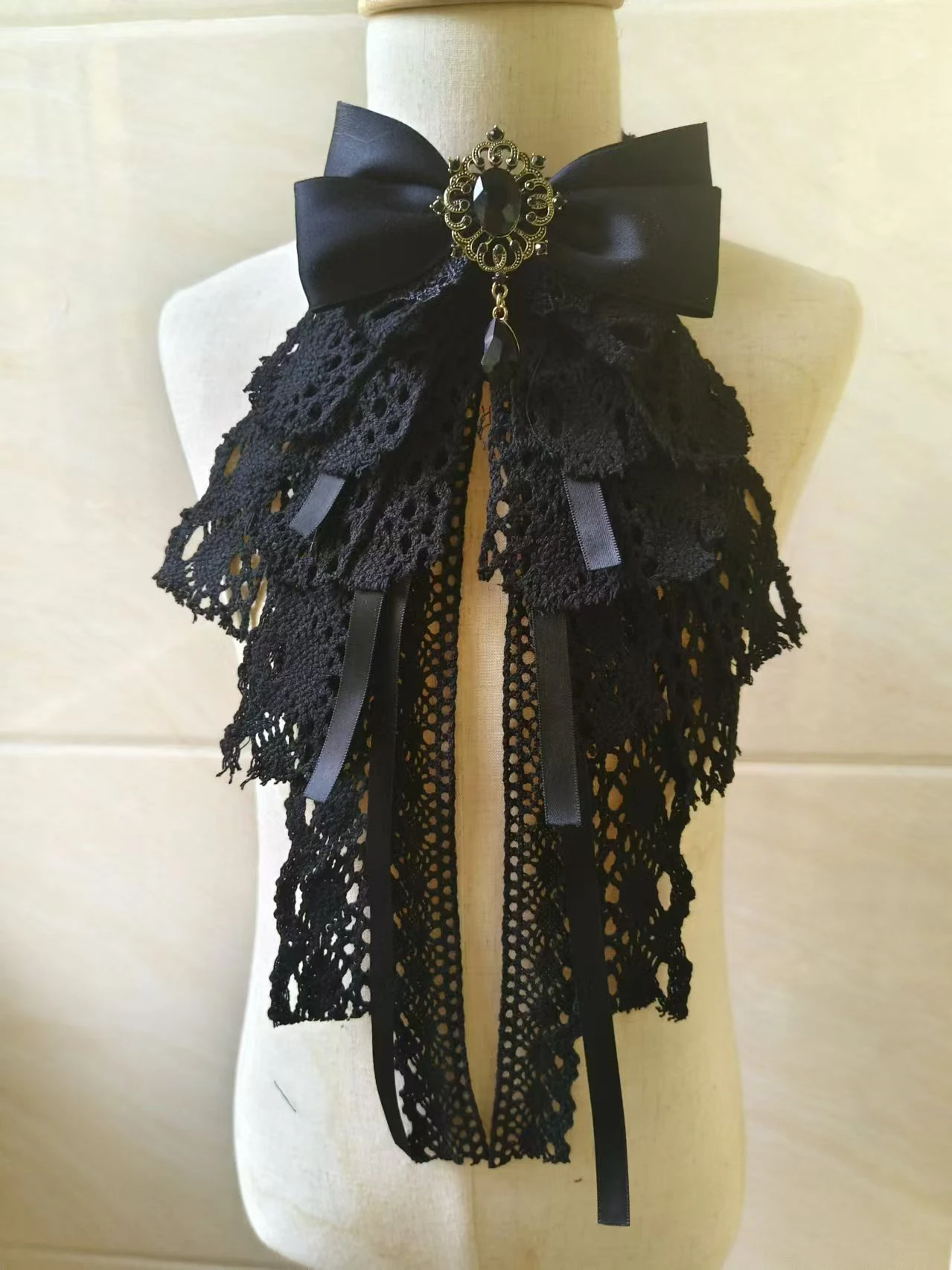 Lolita Black Lace Bow Ties Court Style Elegant Fashion Women's Dress Shirt Bowtie Anime Cosplay Accessories Detachable Collars