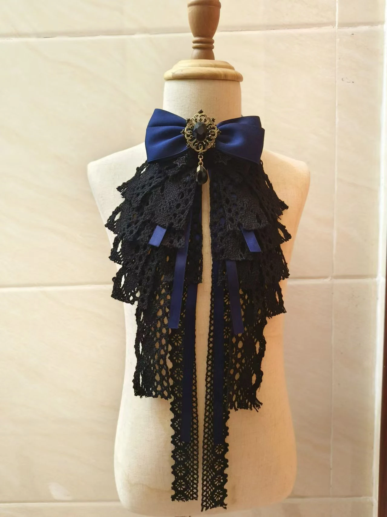 Lolita Black Lace Bow Ties Court Style Elegant Fashion Women's Dress Shirt Bowtie Anime Cosplay Accessories Detachable Collars