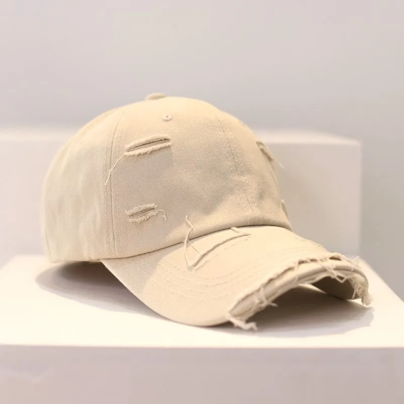 Cotton Washed Hole Baseball Caps for Men Women Hat Unisex-Teen Hip Hop Snapback Peaked Cap Visor Sun Hats Trucker Bone Dad Hat