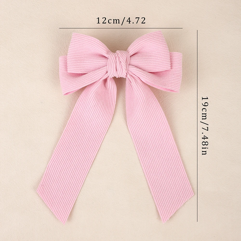 Corduroy Big Bow Hair Clip Long Ribbon Tail Back Head Bowknot Barrette Elegant Vintage Hair Headwear Accessories For Girls Women