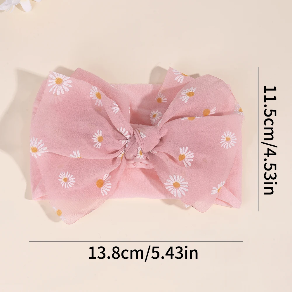 3Pcs Baby Wide Elastic Headband Infant Large Bow Head Band Flower Print Soft Stretchy Wide Hairband For Toddler Hair Accessories