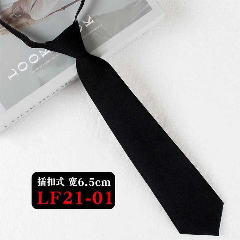 JK Ties Women Casual Striped Lazy Tie Brown Navy Red Polyester Neckties Handmade Lazy Tie Shirt Uniform Knot Free Short Cravat