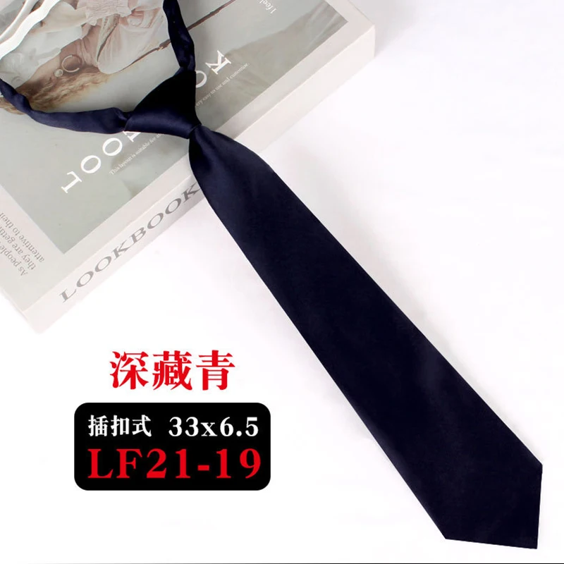 JK Ties Women Casual Striped Lazy Tie Brown Navy Red Polyester Neckties Handmade Lazy Tie Shirt Uniform Knot Free Short Cravat
