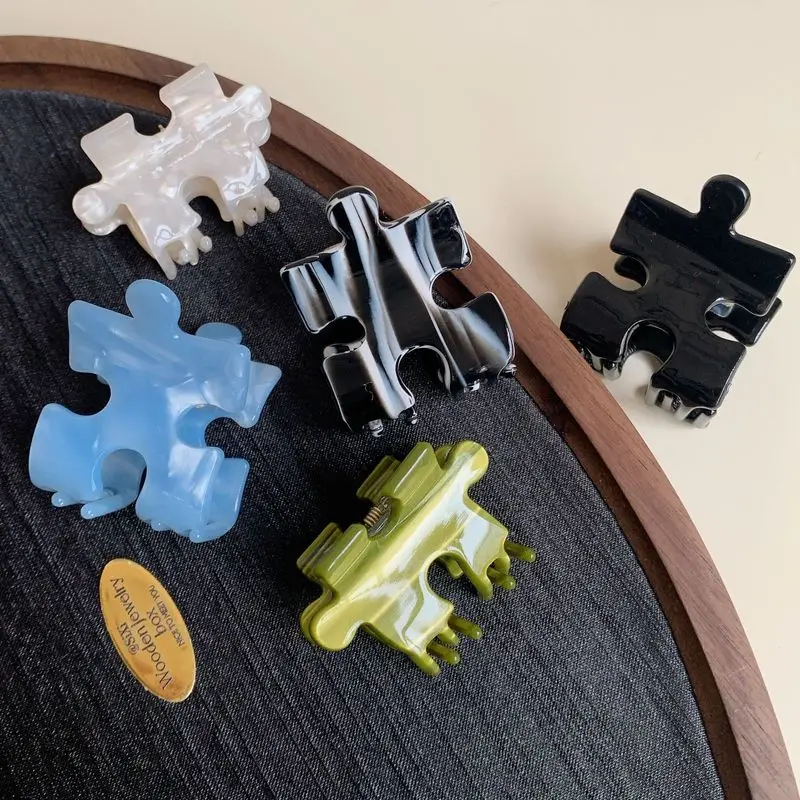 1pc New Korean style hair clip puzzle shaped gripper, small shark clip, high-end block gripper