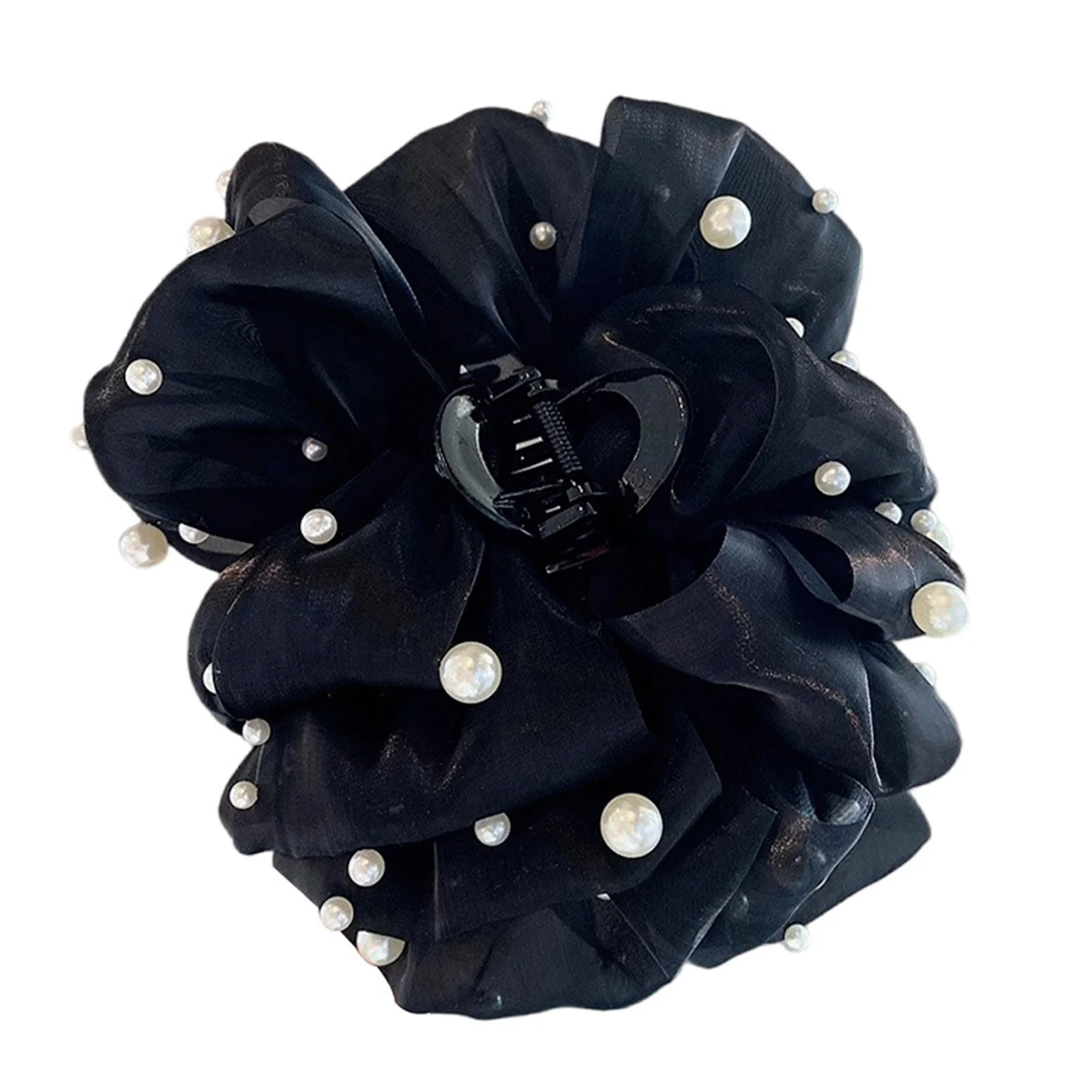 New Hair Claw For Women Large Pearl Pearl Bow Gauze Shark Gripper Claw Elegant Exquisite Updo Hair Clip Girls Hair Accessories