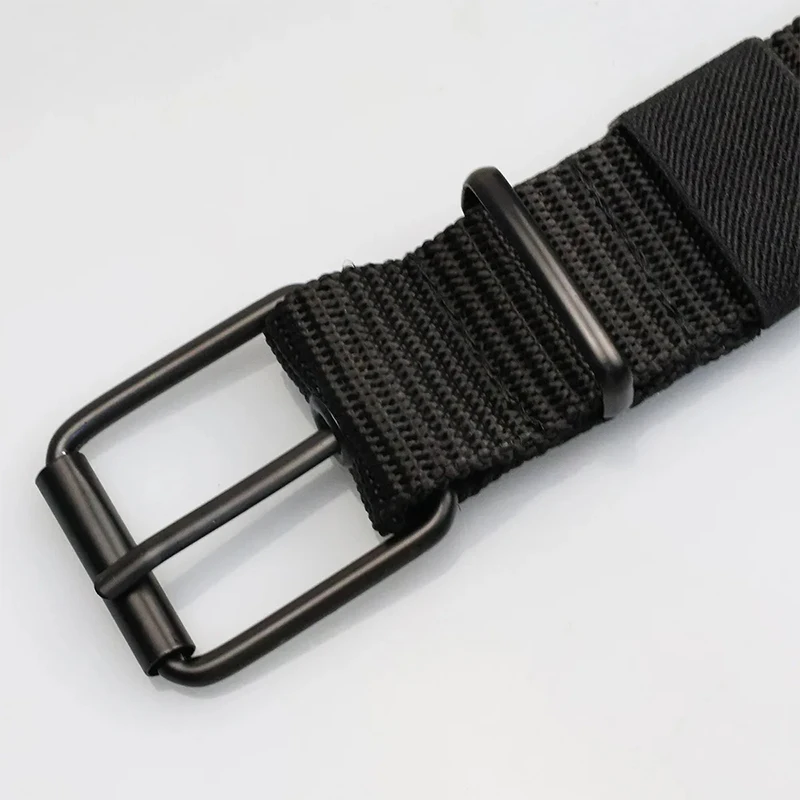 Men's Belt Porous Canvas Pin Buckle Leather Belt Outdoor Sports Tactics Belt Women's Trendy Eyelet Belt with Jeans Belt Women