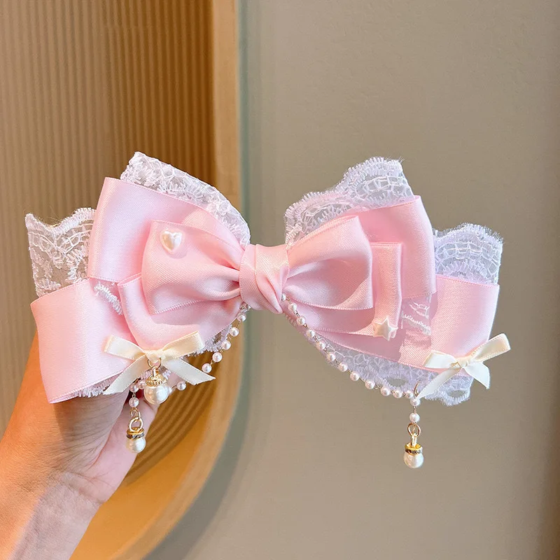 Lolita Girl Bow Hair Clips Headwear Hairpins Hair Accessories Pink Claw Hair Clip Sweetg Srtyle Kawaii Hair Accesorios Jk Clips