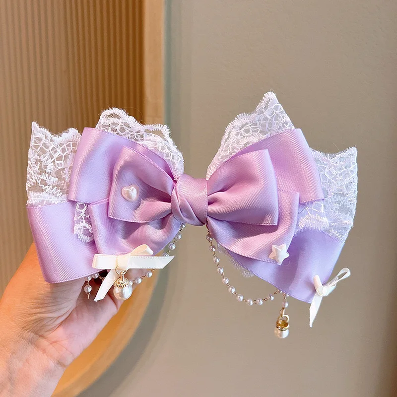 Lolita Girl Bow Hair Clips Headwear Hairpins Hair Accessories Pink Claw Hair Clip Sweetg Srtyle Kawaii Hair Accesorios Jk Clips