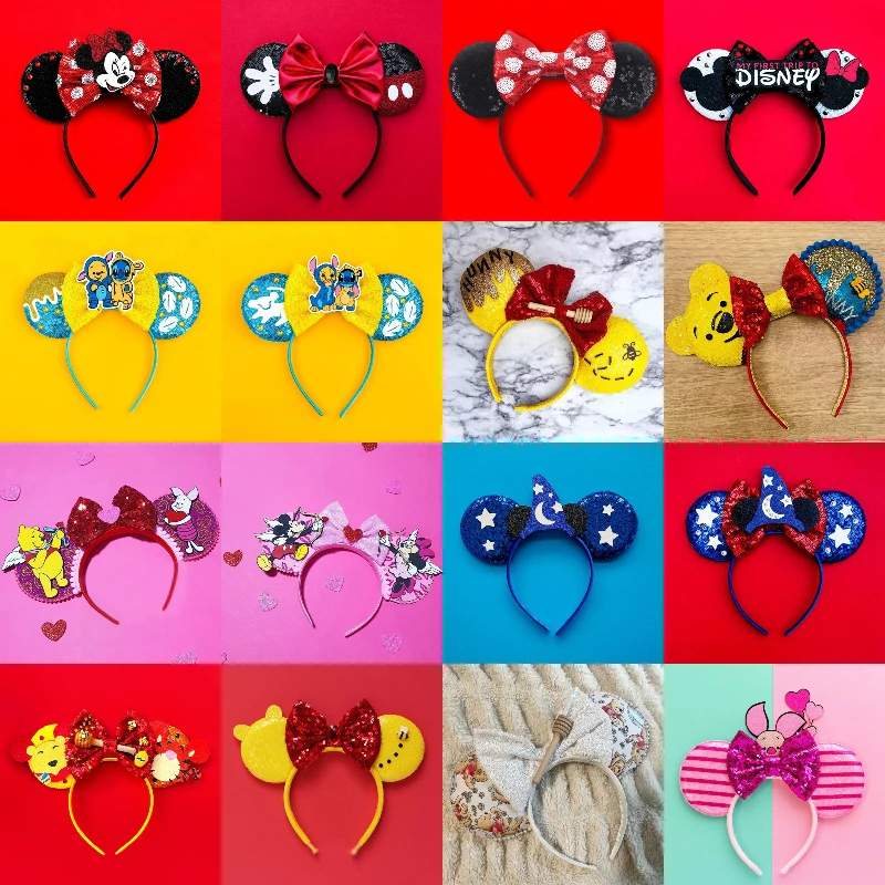 Cartoon Stitch Headbands For Women Letters Birthday Girl Hairband Kids Happy Mickey Ears Hair Accessories Adults Disney Headwear