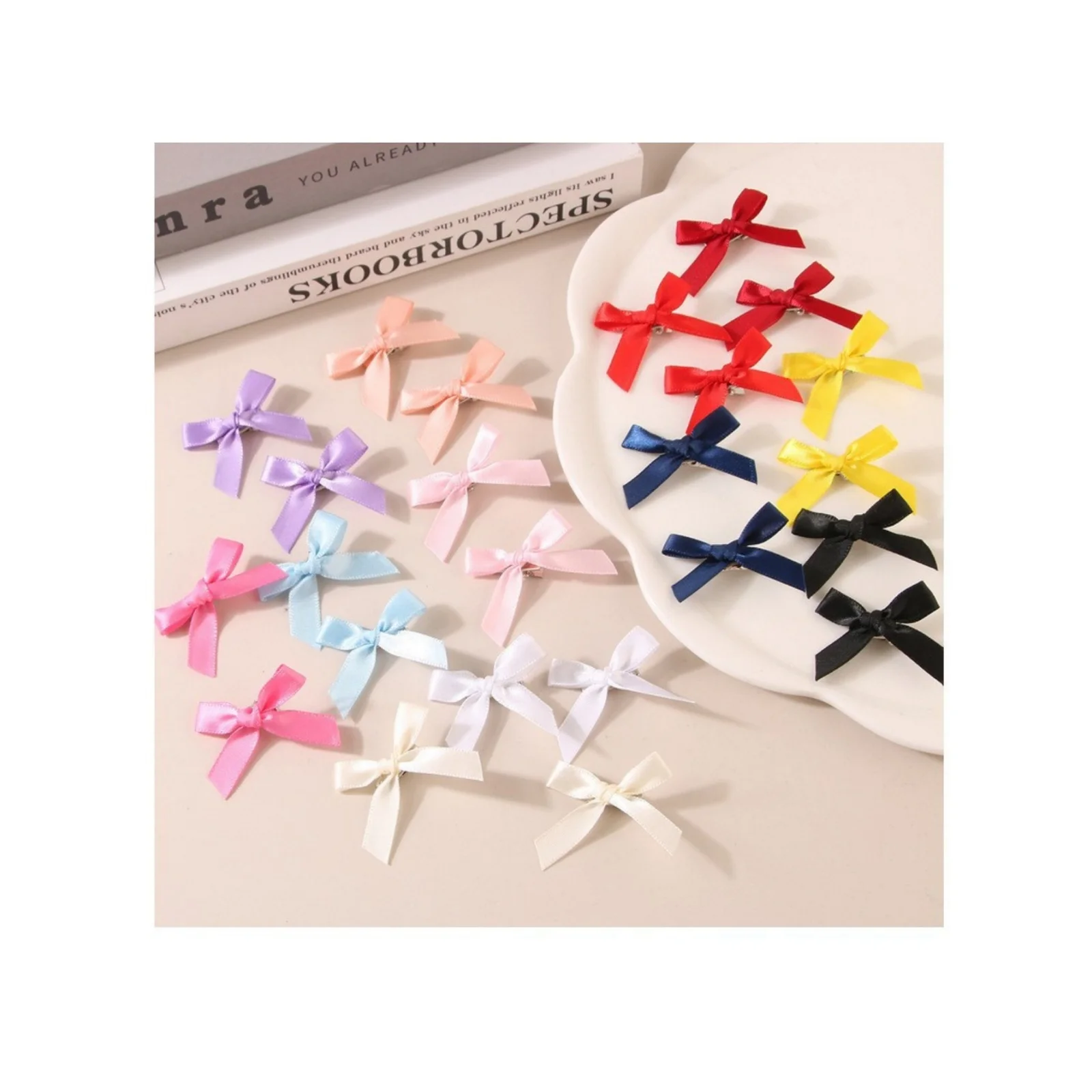 7-56PCS Multi-color Ribbon 4cm Bow Hair Clip Ballet Style Sweet Duckbill Clip Side Clip Dopamine Hair Braiding Headwear