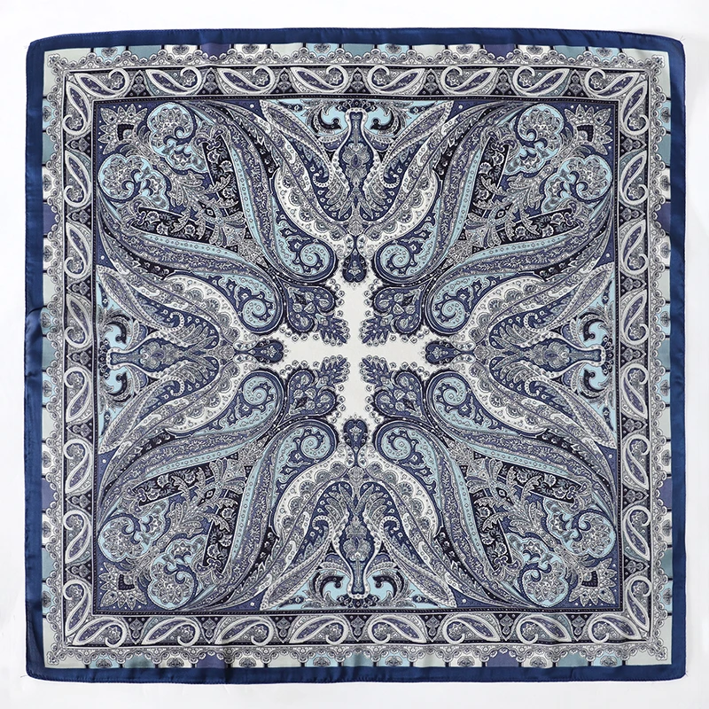 Fashion Paisley Print Luxury Brand Silk 70cm Square Scarf Women Satin Shawls Neckerchief Wrap Scarves Bandana Hair Hjiab Floral