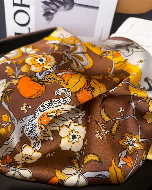Fashion Paisley Print Luxury Brand Silk 70cm Square Scarf Women Satin Shawls Neckerchief Wrap Scarves Bandana Hair Hjiab Floral