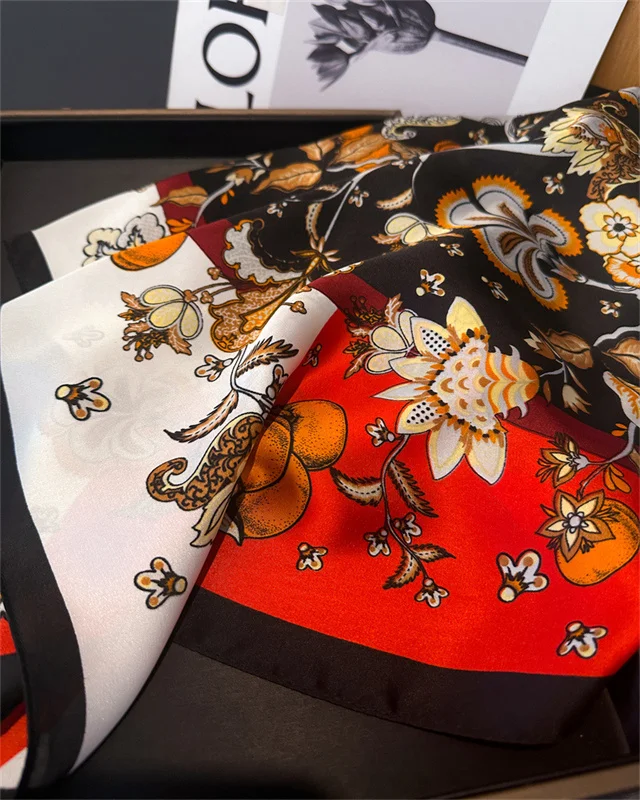 Fashion Paisley Print Luxury Brand Silk 70cm Square Scarf Women Satin Shawls Neckerchief Wrap Scarves Bandana Hair Hjiab Floral