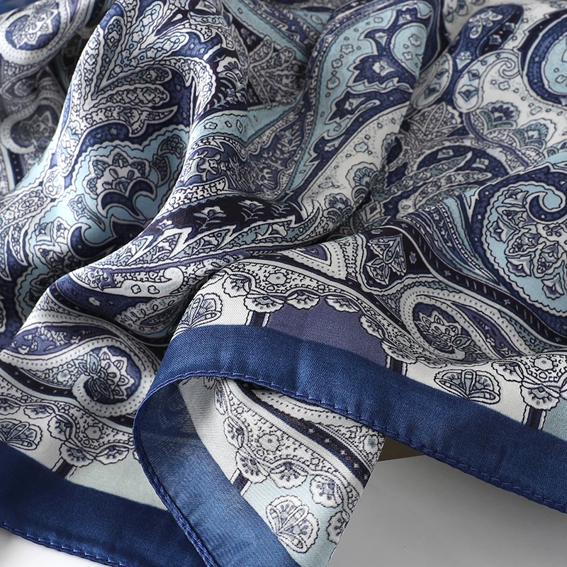 Fashion Paisley Print Luxury Brand Silk 70cm Square Scarf Women Satin Shawls Neckerchief Wrap Scarves Bandana Hair Hjiab Floral
