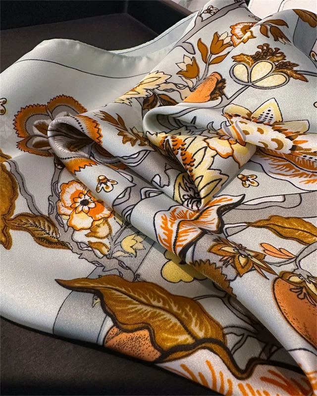 Fashion Paisley Print Luxury Brand Silk 70cm Square Scarf Women Satin Shawls Neckerchief Wrap Scarves Bandana Hair Hjiab Floral