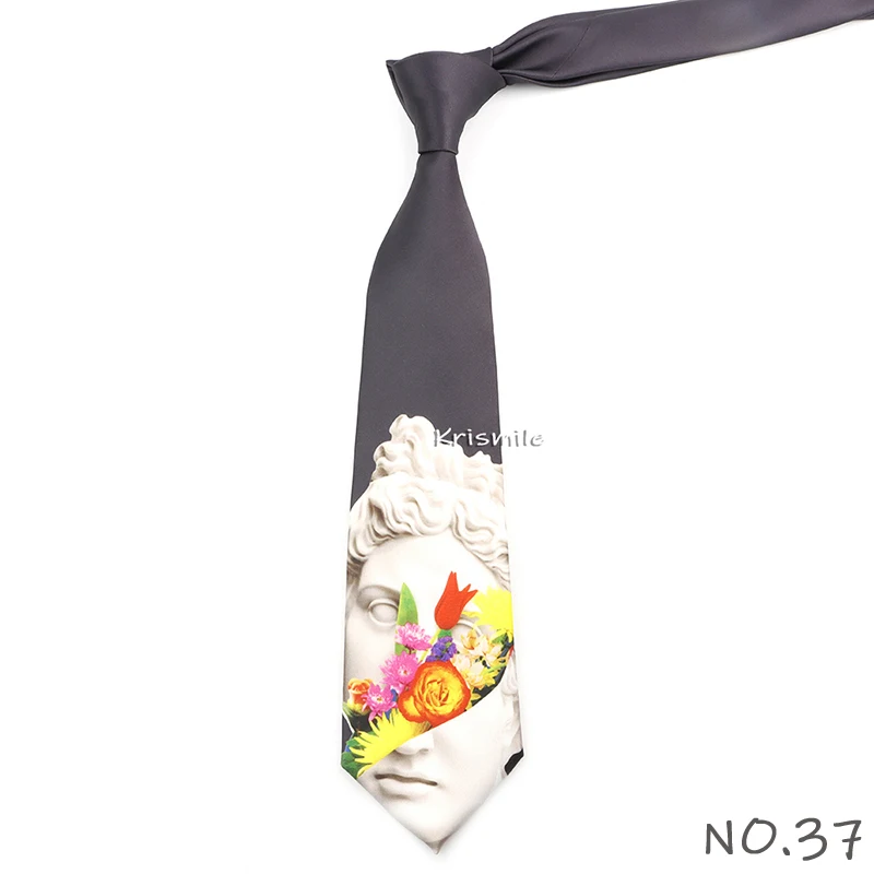Men's Vintage Imitation Silk Ties 8cm Animal Mathematical Formula Architecture Retro Printing Necktie Party Suit Shirt Accessory